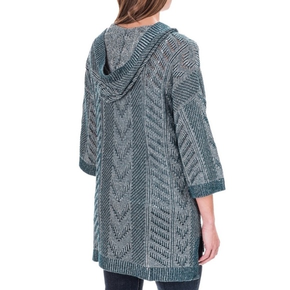 Woolrich Katie Bird Short Sleeve Hooded Cardigan Blue Size M/L - Picture 2 of 14